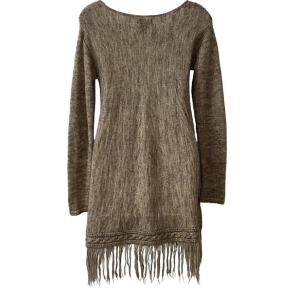 MAX EDITION Women's Brown Scoop Neck Fringe Sweater NWOT Size Small - Picture 5 of 8
